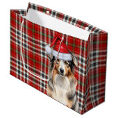 Grappige Australische Herder Kerstmis Plaid Groot Cadeauzakje (Voorkant Gekanteld)