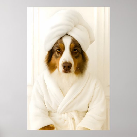 Grappige Australische Herdershond Badkamer Print (Voorkant)