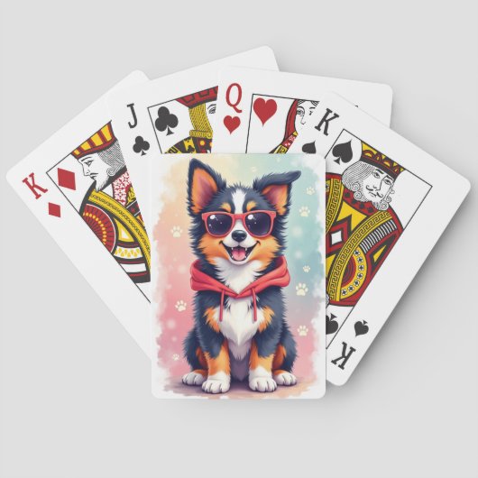Grappige Australische Herdershond Kawaii Hond Pokerkaarten (Achterkant)