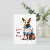 Grappige Australische Rundvee Hond in Kersttrui Feestdagenkaart (Staand voorkant)