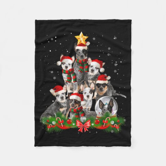 Grappige Australische veedrijvershond Kerstboom Fleece Deken (Voorkant)