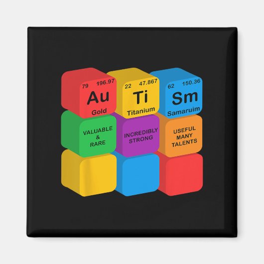 Grappige Autisme Awareness Elementen Periodieke Ta Magneet (Voorkant)