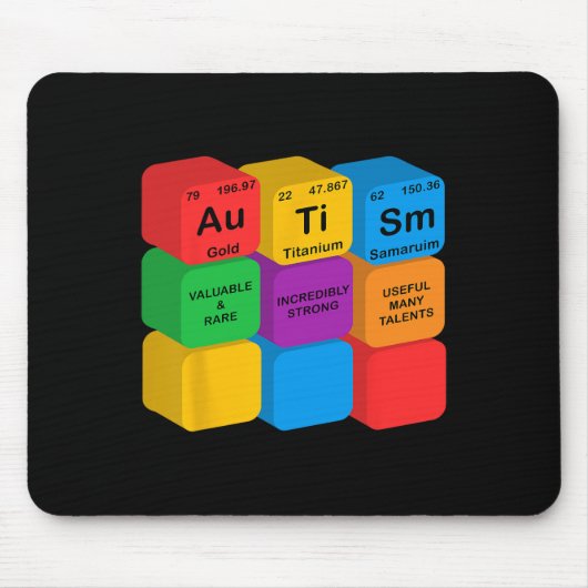 Grappige Autisme Awareness Elementen Periodieke Ta Muismat (Voorkant)