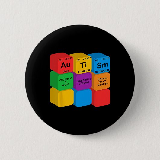 Grappige Autisme Awareness Elementen Periodieke Ta Ronde Button 5,7 Cm (Voorkant)