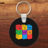 Grappige Autisme Awareness Elementen Periodieke Ta Sleutelhanger (Voorkant)