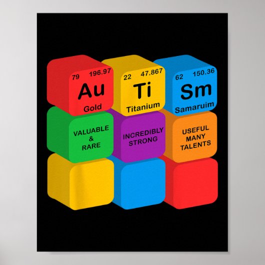 Grappige Autisme Bewustzijn Elementen Periodiek Sy Poster (Voorkant)