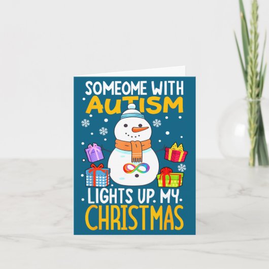 Grappige Autisme Bewustzijn Sneeuwman Kerst Decora Kaart (Voorkant)