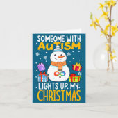 Grappige Autisme Bewustzijn Sneeuwman Kerst Decora Kaart (Gele Bloem)