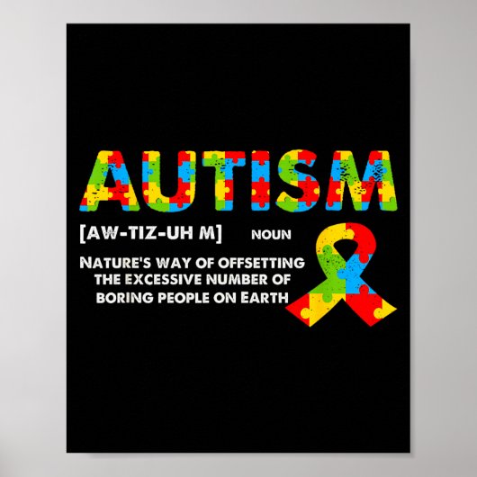 Grappige Autisme Definitie - Autisme Bewustzijn Ma Poster (Voorkant)
