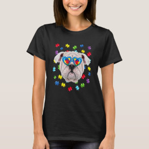 Grappige Autisme Engelse Bulldog Hond Puzzel Zonne T-shirt