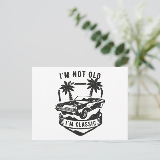 Grappige auto Ik ben niet oud ik ben klassiek verj Briefkaart (Staand voorkant)