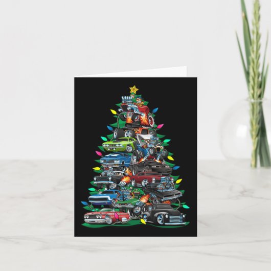 Grappige auto Kerstboom Klik Spier Auto's Boom Lig Kaart (Voorkant)