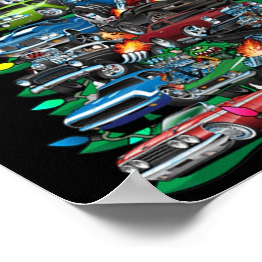 Grappige auto Kerstboom Klik Spier Auto's Boom Lig Poster (Hoek)