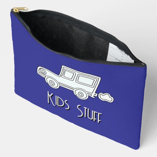 Grappige auto Kinder spullen blauw Etui (Open)