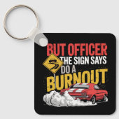 Grappige auto racing burnout drag racing spierauto sleutelhanger (Voorkant)