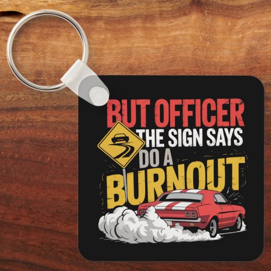 Grappige auto racing burnout drag racing spierauto sleutelhanger (Voorkant)