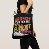 Grappige auto racing burnout drag racing spierauto tote bag (Dichtbij)