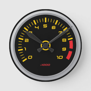 Grappige auto-toerentalmeter wandklok