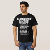 Grappige Automechanic Prijzenlijst T-shirt (Voorkant volledig)
