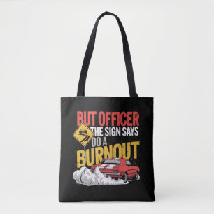 Grappige autoracing burnout dragracing spierauto  tote bag