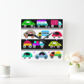 Grappige auto's vierkante klok (Huis)