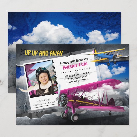 Grappige Aviator Vliegtuig Verjaardag Kaart (Voorkant / Achterkant)