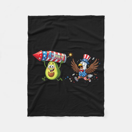 Grappige Avocado Amerikaanse Vlag Memorial Day 4th Fleece Deken (Voorkant)
