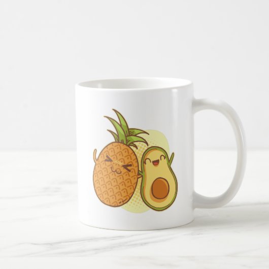 Grappige Avocado Ananas Beste Vrienden BFF Kawaii Koffiemok (Rechts)
