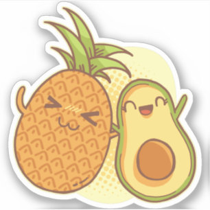 Grappige Avocado Ananas Beste Vrienden BFF Kawaii Sticker