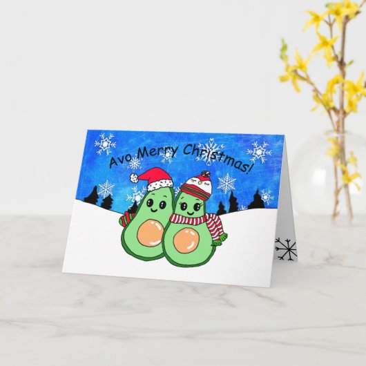 Grappige Avocado Christmas Humor Kaart (Gele Bloem)