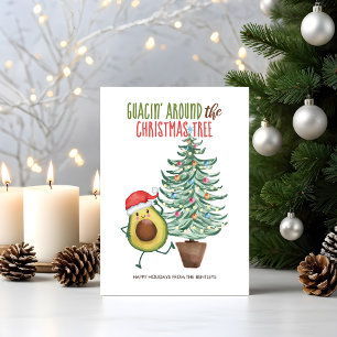 Grappige Avocado Kerstman Guacin' Rond de Kerstboo Feestdagenkaart