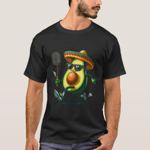Grappige avocado met badmintonvaardigheden Cinco d T-shirt
