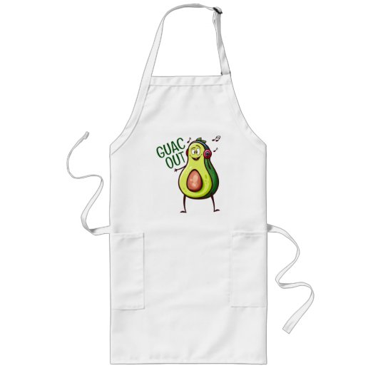 Grappige Avocado muziek hoofdtelefoon Lang Schort (Voorkant)