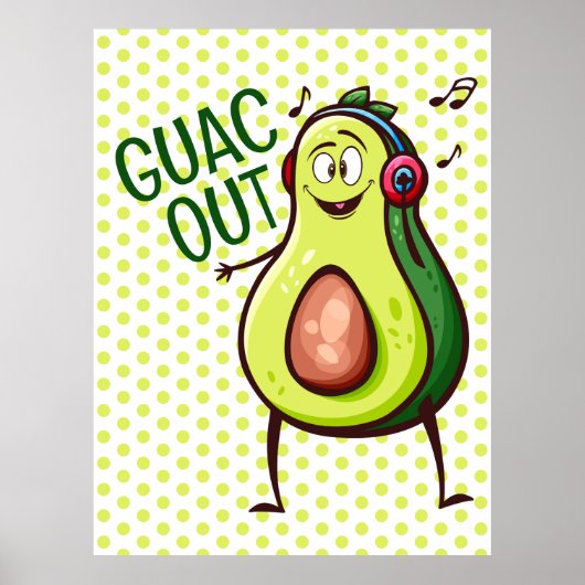 Grappige Avocado muziek hoofdtelefoon Poster (Voorkant)