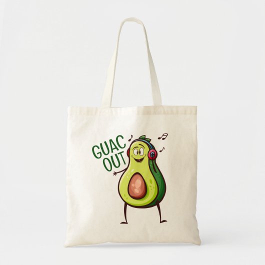 Grappige Avocado muziek hoofdtelefoon Tote Bag (Voorkant)