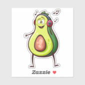 Grappige Avocado Muziek Koptelefoon Sticker (Vel)
