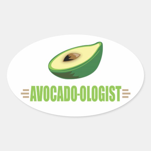 Grappige Avocado Ovale Sticker (Voorkant)