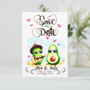 Grappige avocado paar groen save the date