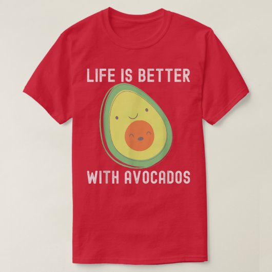 Grappige Avocado Voor Mannen, Het Leven is Beter M T-shirt (Design voorkant)