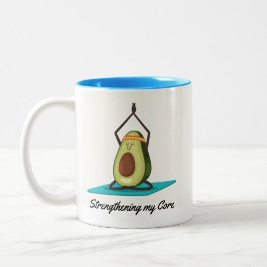Grappige avocado yoga woordspeling tweekleurige koffiemok (Links)