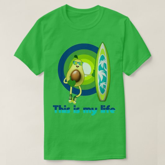 grappige avocado's die grappig surfen t-shirt (Design voorkant)