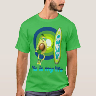 grappige avocado's die grappig surfen t-shirt