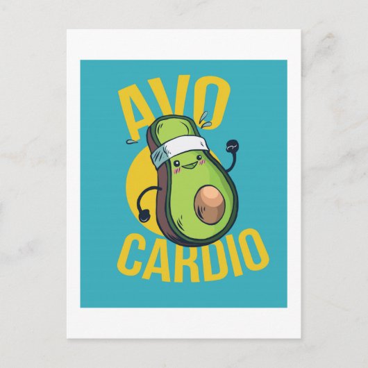 Grappige AVOCARDIO Avocado Oefening Hart Afbeeldin Briefkaart (Voorkant)