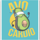 Grappige AVOCARDIO Avocado Oefening Hart Afbeeldin Sticker (Voorkant)