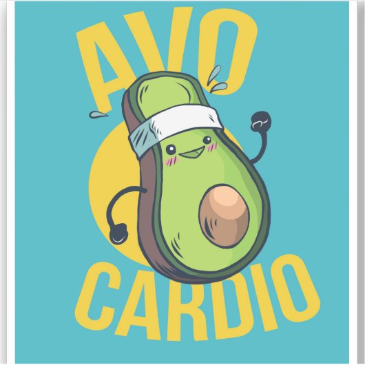 Grappige AVOCARDIO Avocado Oefening Hart Afbeeldin Sticker (Voorkant)