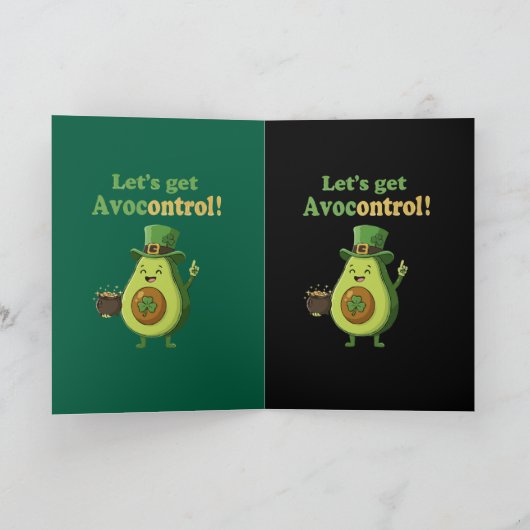 Grappige "Avocontrole" St. Patrick's Day Avocado Kaart (Binnen)