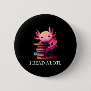 Grappige Axolotl Boekliefhebber Bibliothecaris Lee Ronde Button 5,7 Cm