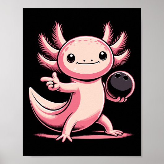 Grappige Axolotl Bowling Player Bowler Bowl Sports Poster (Voorkant)