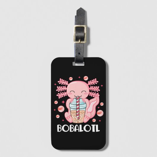 Grappige Axolotl Bubble Tea Bagagelabel (Voorkant (verticaal))