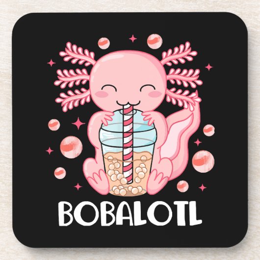 Grappige Axolotl Bubble Tea Bier Onderzetter (Voorkant)